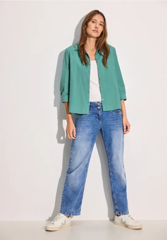 Blouse courte en velours côtelé adriatic green