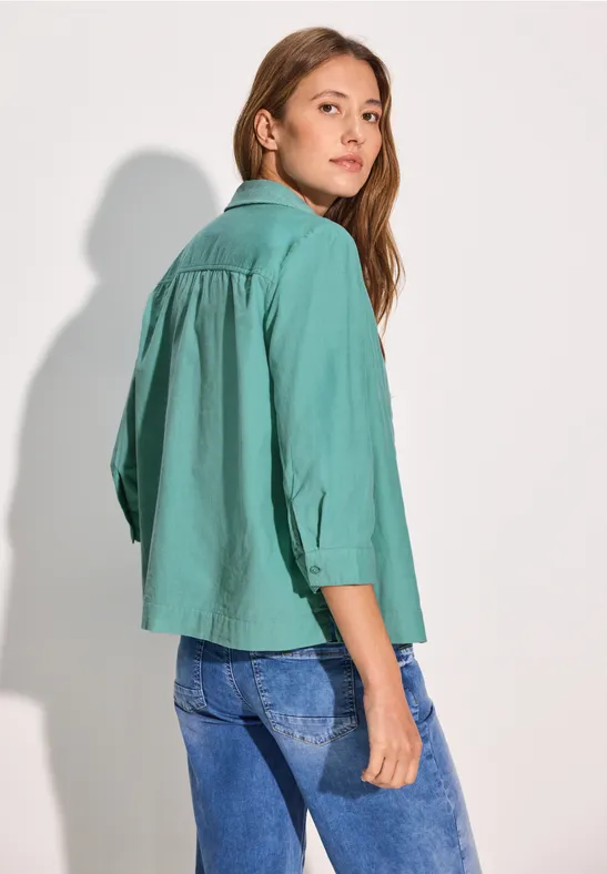 Blouse courte en velours côtelé adriatic green