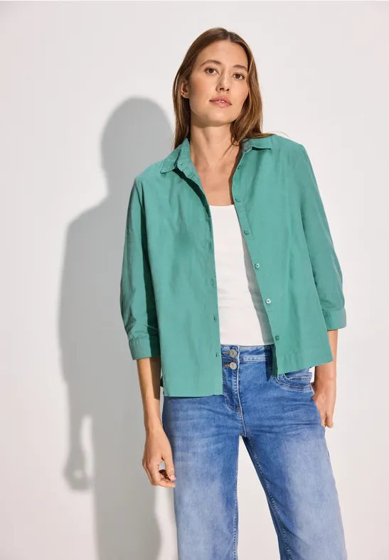 Blouse courte en velours côtelé adriatic green