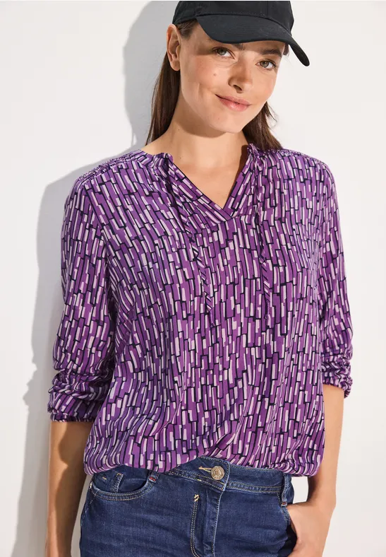 Bluse mit Smock-Detail iced violet