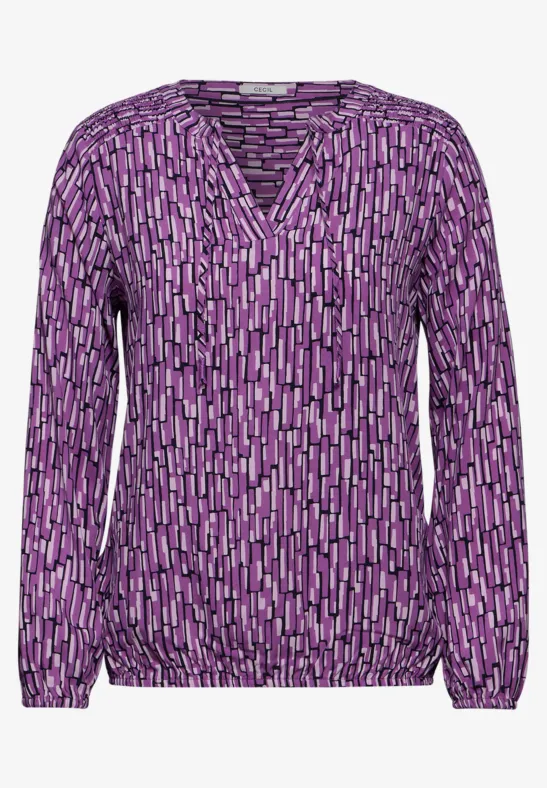 Bluse mit Smock-Detail iced violet
