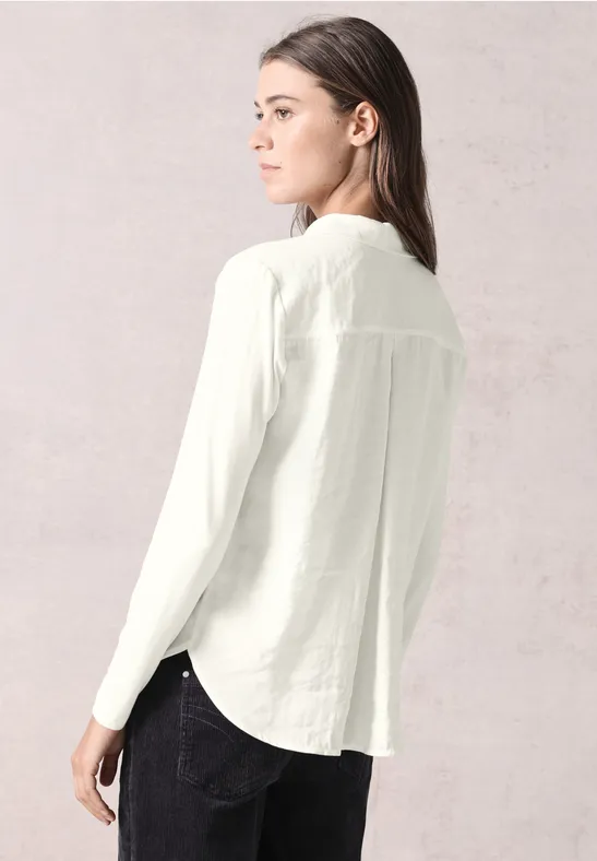 Bluse mit Jersey-Arm vanilla white