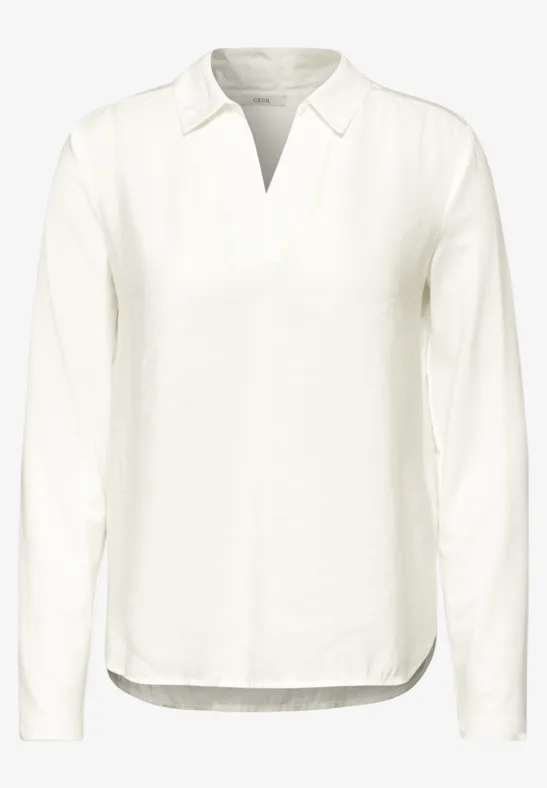 Bluse mit Jersey-Arm vanilla white