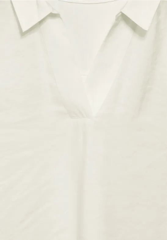 Bluse mit Jersey-Arm vanilla white