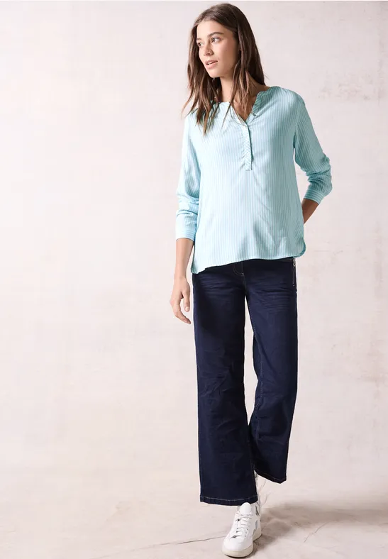 Blouse à rayures turquoise