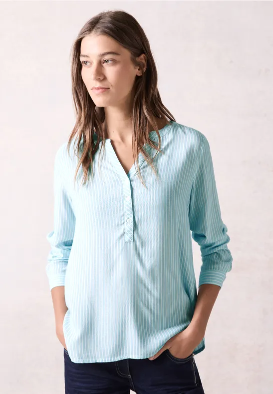 Blouse à rayures turquoise