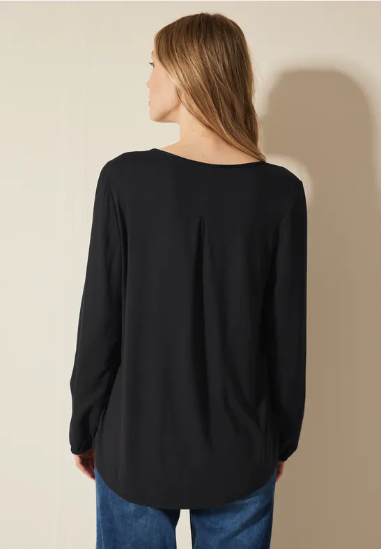 Materialmix-Bluse Black