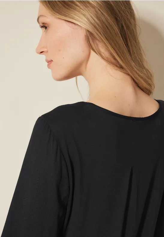 Materialmix-Bluse Black