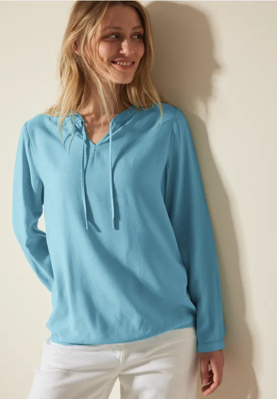 Bluse mit elastischem Saum turquoise
