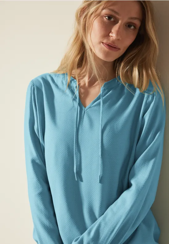 Bluse mit elastischem Saum turquoise