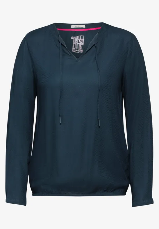 Bluse mit elastischem Saum oil blue