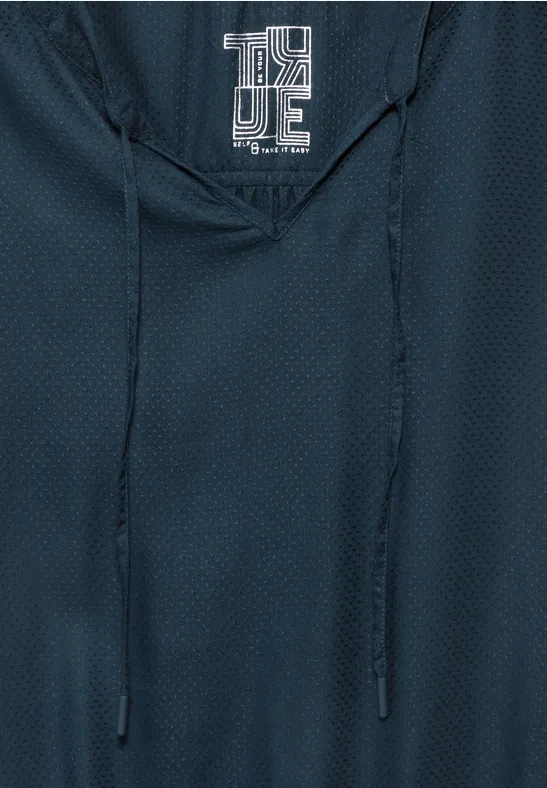 Bluse mit elastischem Saum oil blue