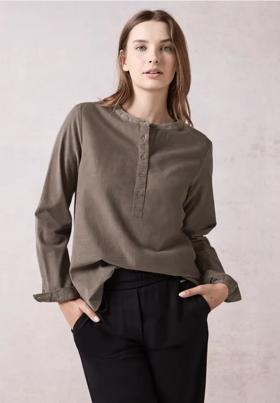 Blouse en velours côtelé sporty taupe