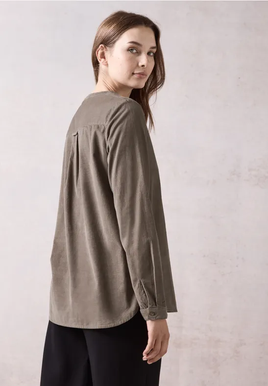 Blouse en velours côtelé sporty taupe