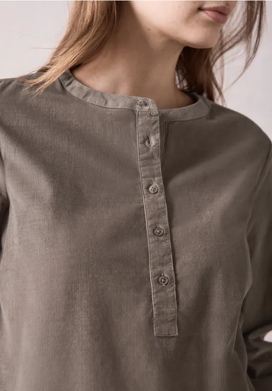Blouse en velours côtelé sporty taupe