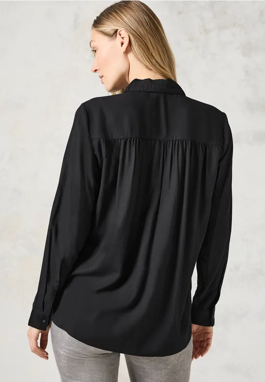 Hemdbluse in Unifarbe Black