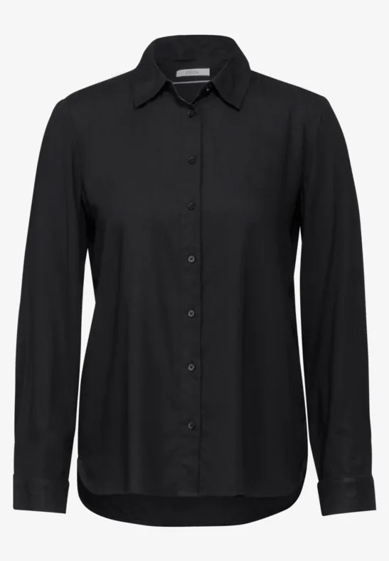 Hemdbluse in Unifarbe Black