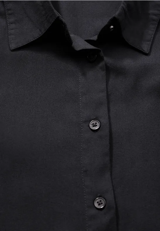 Hemdbluse in Unifarbe Black