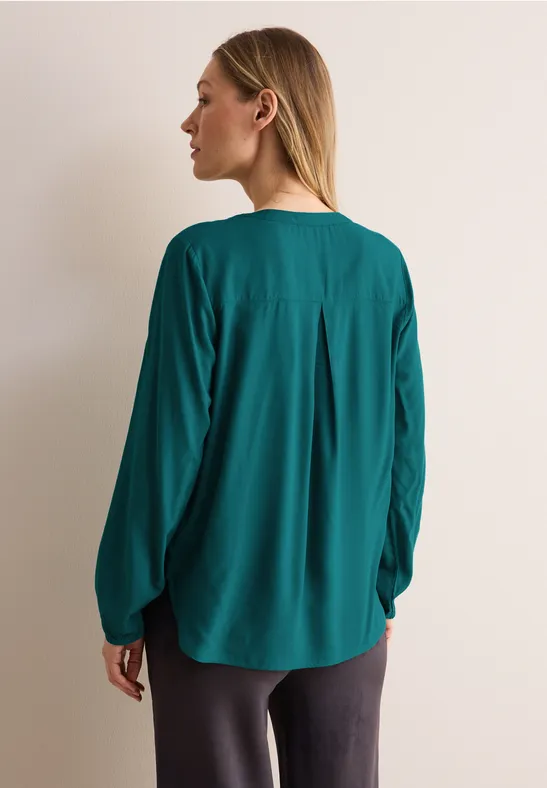 Bluse in Unifarbe petrol green