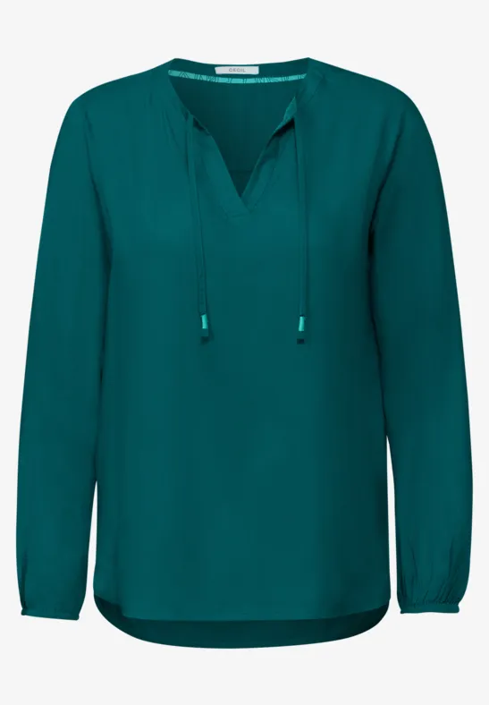 Bluse in Unifarbe petrol green