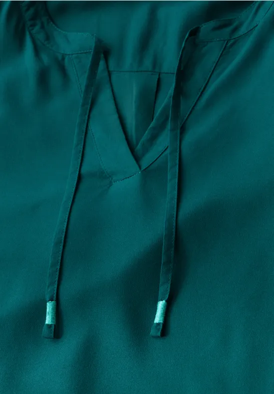 Bluse in Unifarbe petrol green