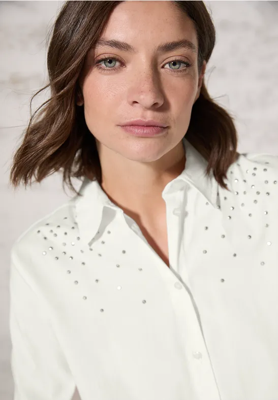 Blouse avec détails scintillants vanilla white