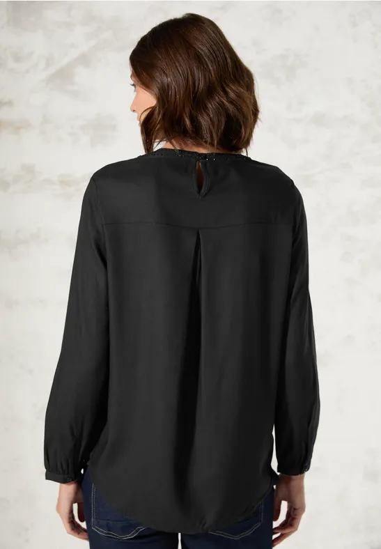 Bluse mit Schmucksteinen Black