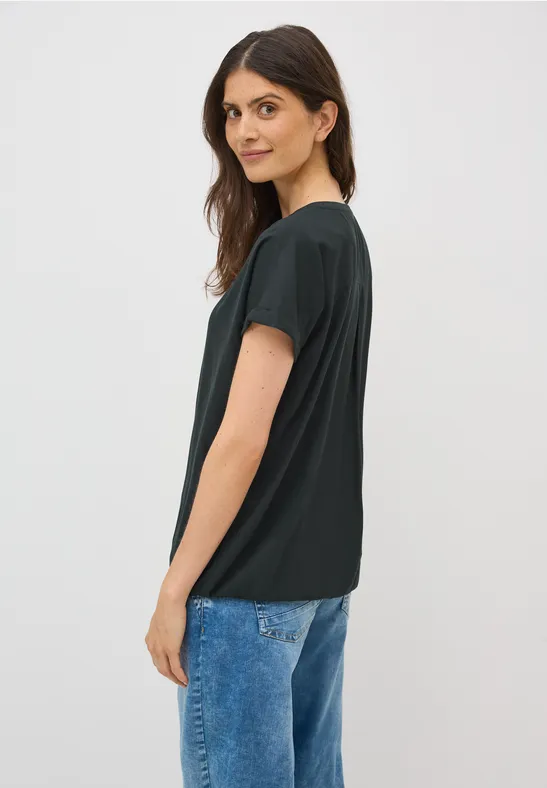 Bluse in Unifarbe ink green