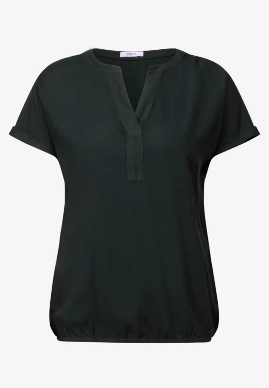 Bluse in Unifarbe ink green