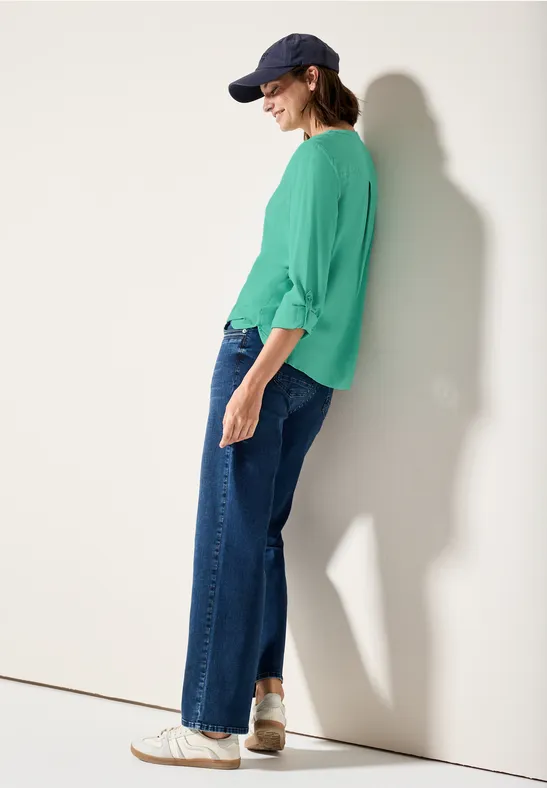 Bluse in Unifarbe agave green