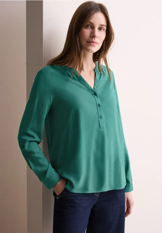 Bluse in Unifarbe sea green