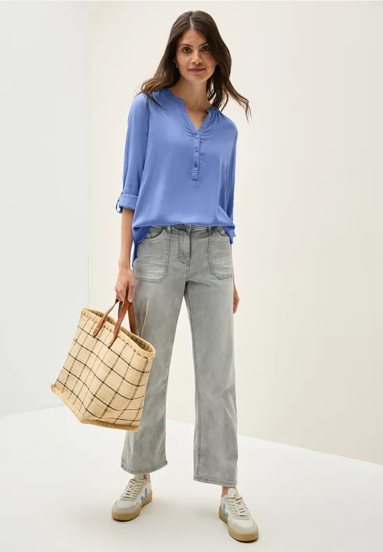 Bluse in Unifarbe aster blue