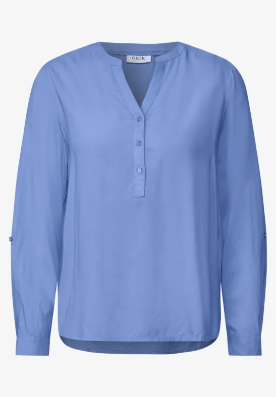 Bluse in Unifarbe aster blue