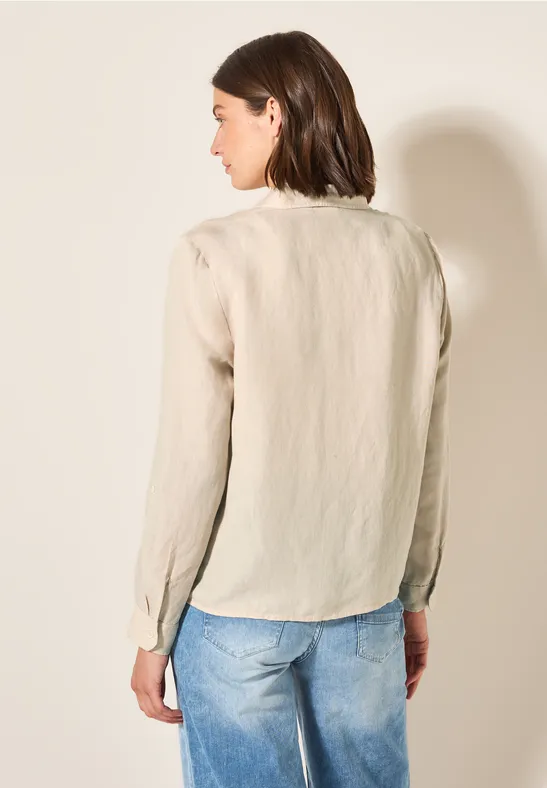 Bluse mit Knoten am Saum pumice beige