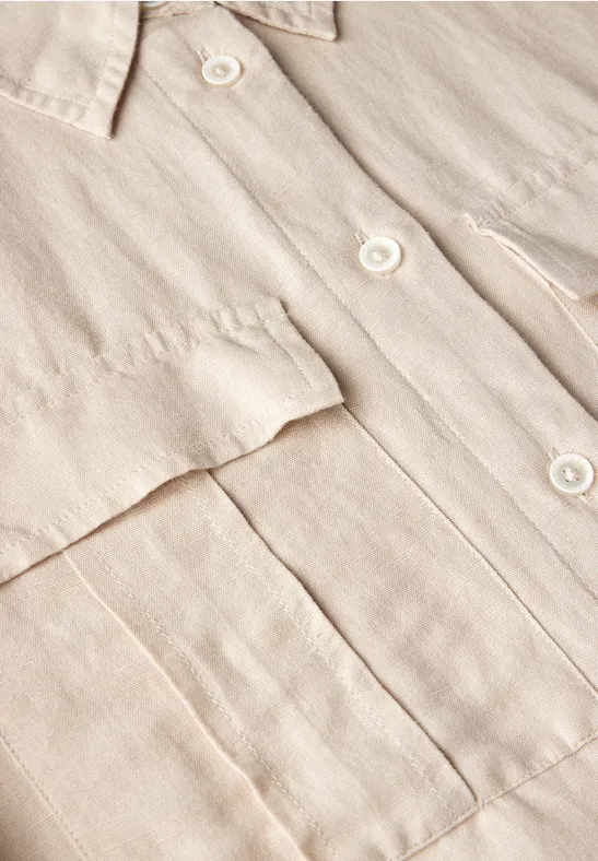 Bluse mit Knoten am Saum pumice beige