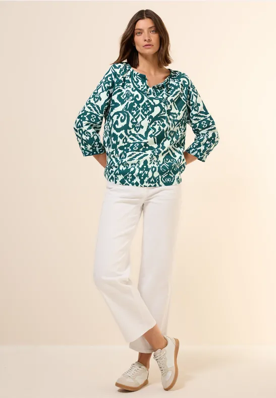 Bluse mit Leinenanteil green lagoon