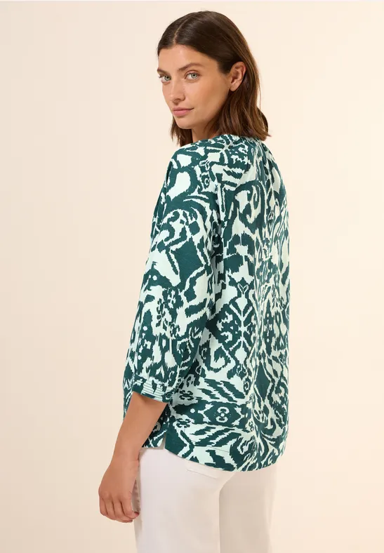 Bluse mit Leinenanteil green lagoon