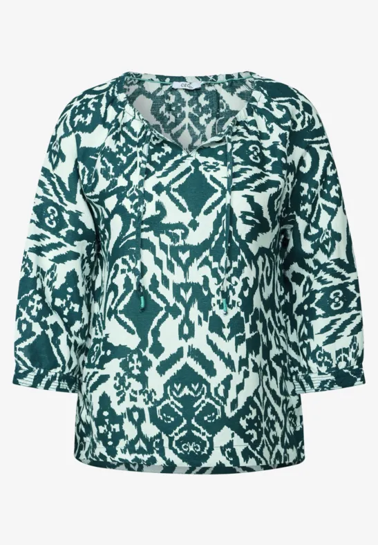 Bluse mit Leinenanteil green lagoon
