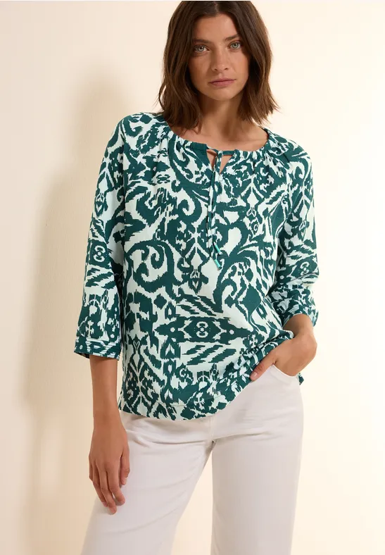 Bluse mit Leinenanteil green lagoon