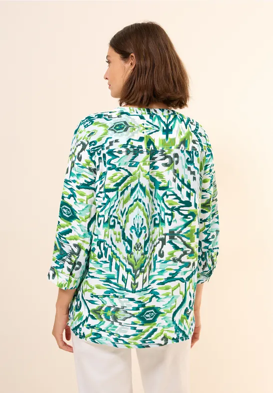 Blouse à motifs en lin mélangé green lagoon