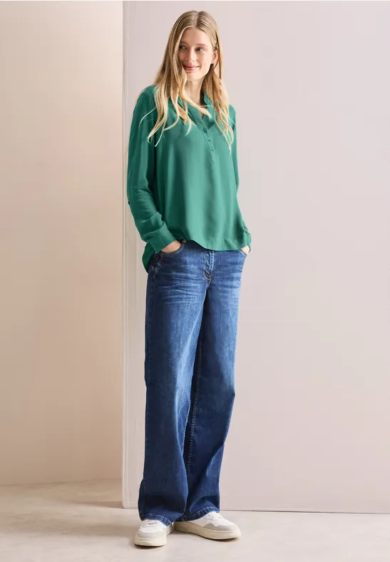 Blouse in effen kleur sea green
