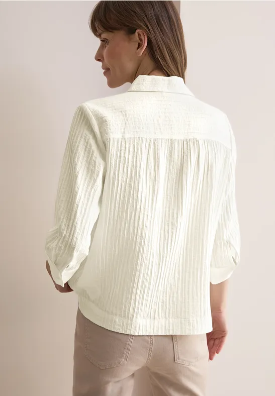 Kurze Strukturbluse vanilla white