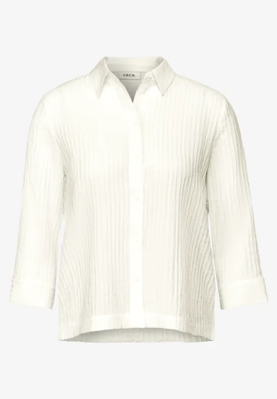 Kurze Strukturbluse vanilla white