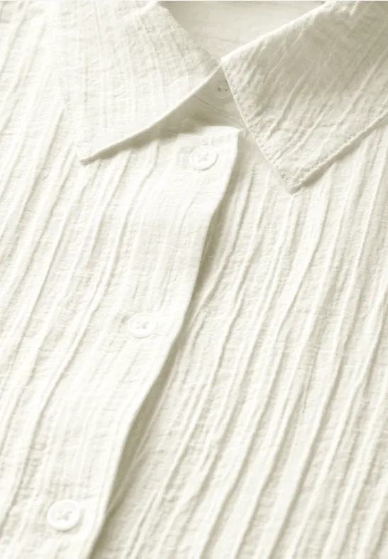 Kurze Strukturbluse vanilla white