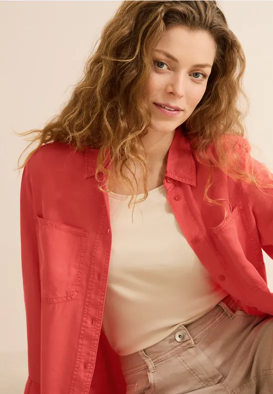 Bluse im Washed-Look juicy orange