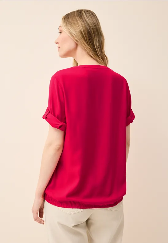 Split Neck Viskose-Bluse glazed apple red