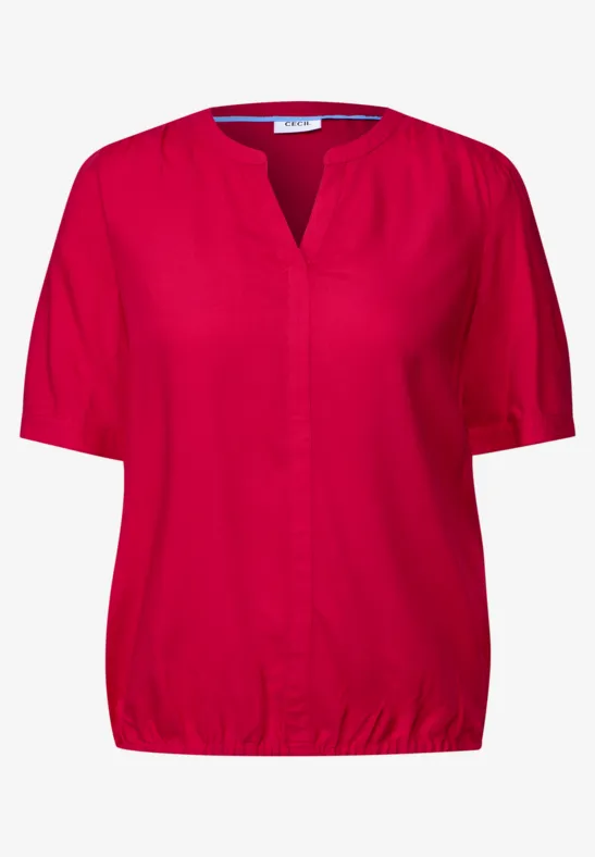 Split Neck Viskose-Bluse glazed apple red