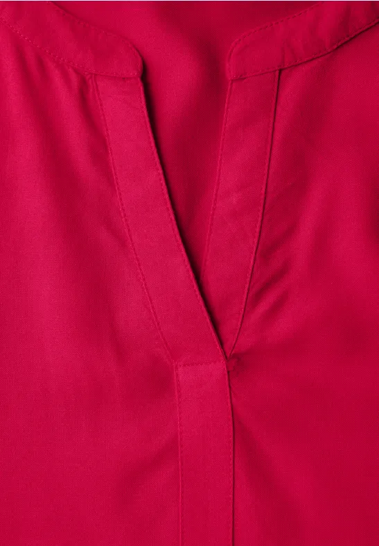 Split Neck Viskose-Bluse glazed apple red