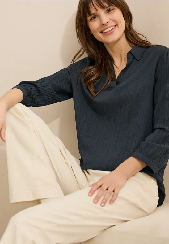Blouse en seersucker slate khaki
