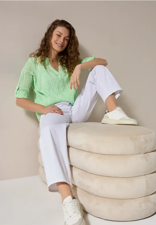 Gestreifte Seersucker Bluse iced neon green